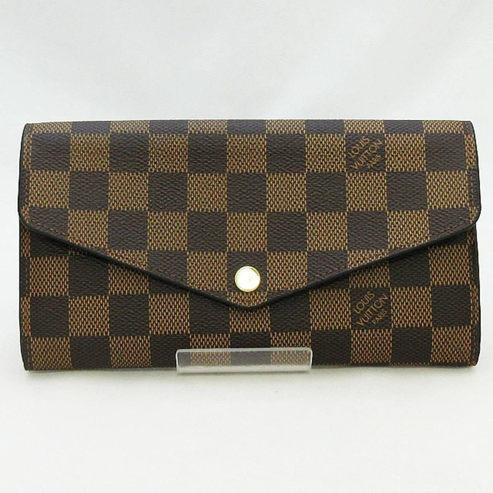 Louis Vuitton Damier Portefeuille Sarah Long Wallet Canvas Leather Brown